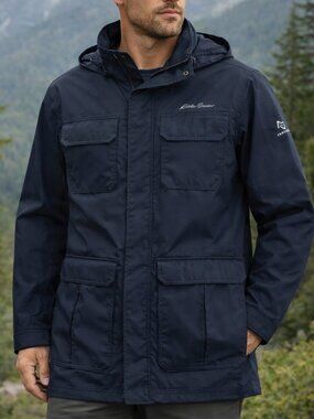 Eddie Bauer WeatherEdge Travex Jacket Mens Large Waterproof Hooded Utility
